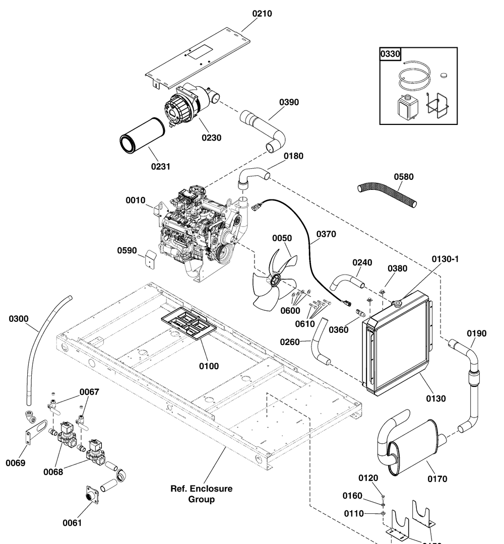 Engine Group Diagram and Parts List for  Briggs and Stratton Generator
